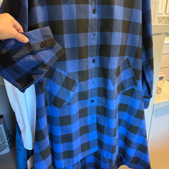 Plaid blue and black high low dress - Picture 6 of 7